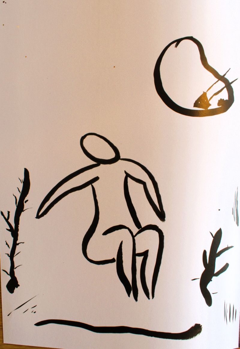 abstract figure man with red hat